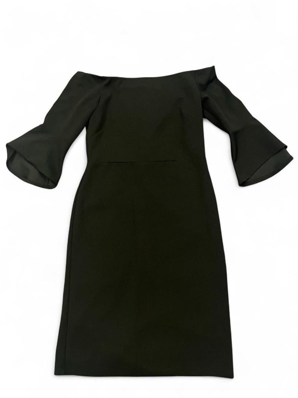 H&M Black Off-Shoulder Sheath Dress with Flared Sleeves